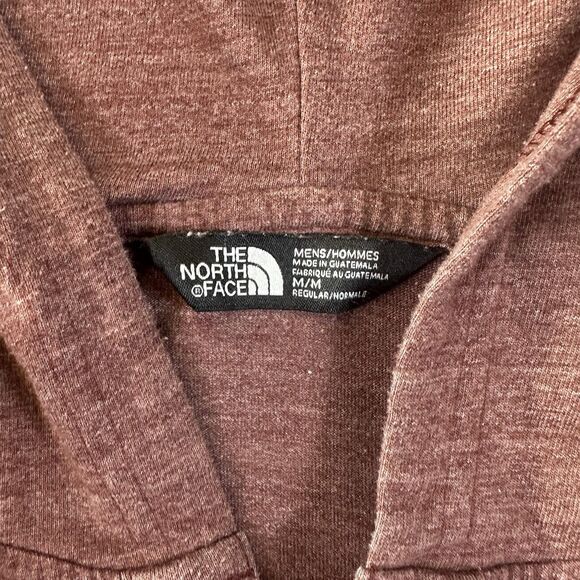 The North Face Hooded Long-sleeved T-Shirt Burgundy Button Neck Pockets Medium - Picture 3 of 5